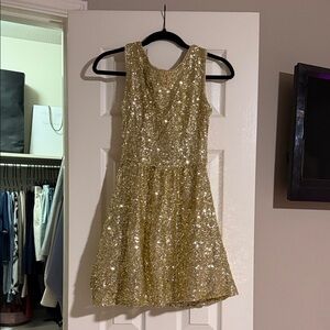 Gold Sequin Sleeveless Dress
